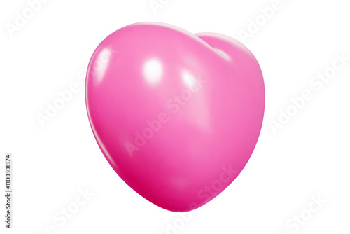 Glossy pink 3d heart balloon with soft shadows. Perfect Valentine day icon or romantic symbol to express love. Clean minimalistic design on white background. Realistic vector illustration.