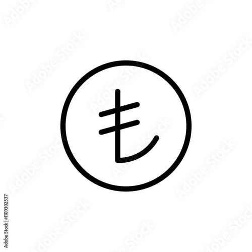 Turkish lira icon Outline vector for web ui