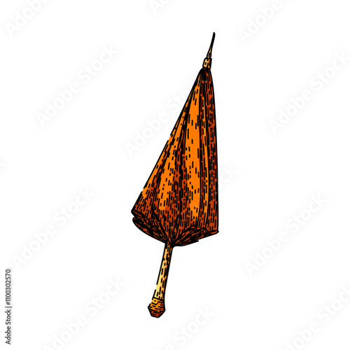 fashioned umbrella hand drawn. nostalgic heritage, traditional collectible, period historic fashioned umbrella vector sketch. isolated color illustration