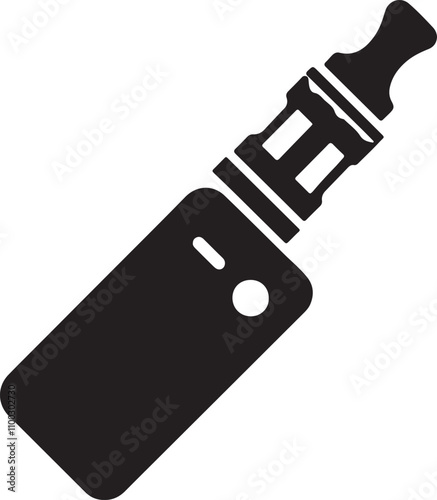 An electronic cigarette icon vector art illustration silhouette style on a white background.
