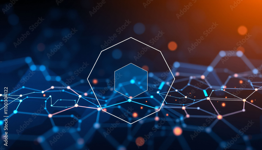 Obraz premium Dynamic Digital Network with Abstract Connections and Patterns Generative AI