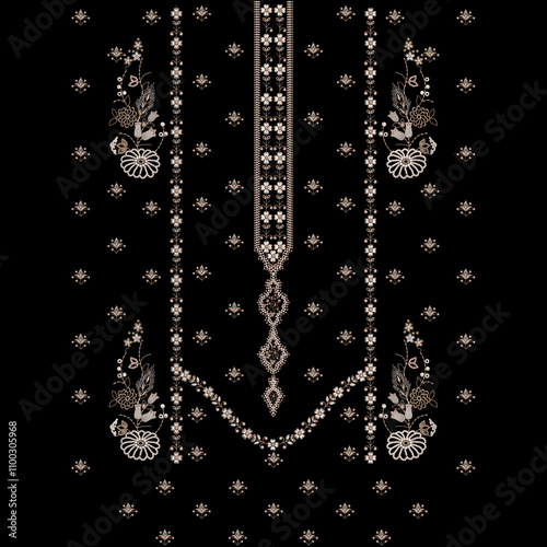 A beautiful neckline embroidery design for textile print on fabric.