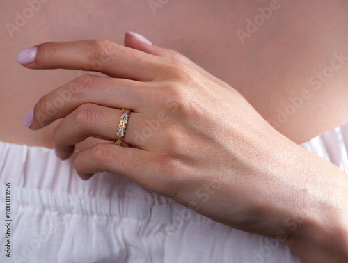 Diamond jewelry, diamonds rings on background