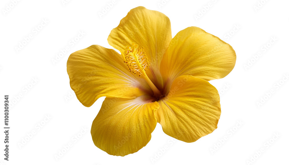 Obraz premium Vibrant Yellow Hibiscus Flower Tropical Bloom Closeup Photography png transparent background