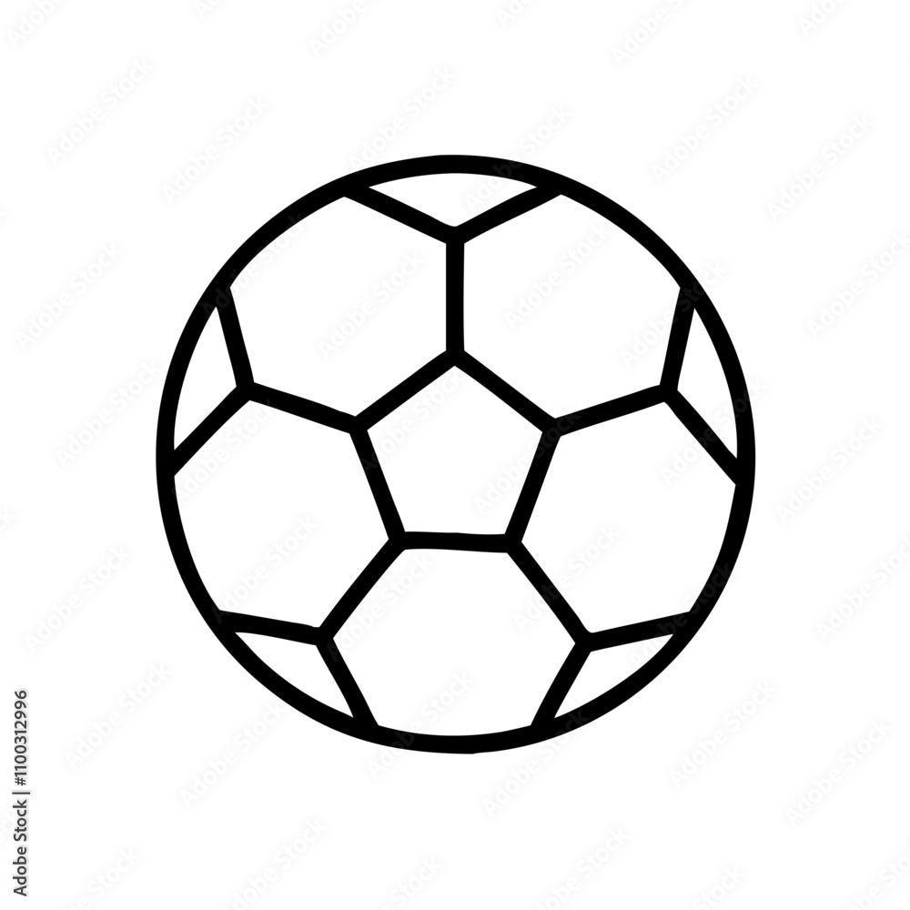 Fototapeta premium Simple Line Interface Soccer Ball Icon in Black and White