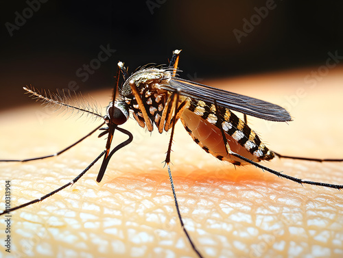 primer plano de mosquito tigre (Aedes albopictus) Asian Tiger mosquitoes