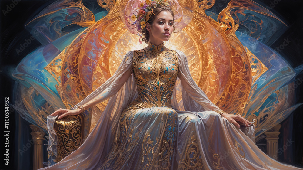 Fototapeta premium Futuristic Elegance: A Stunning Portrait of a Woman in Art.