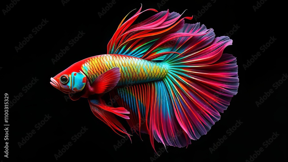 Fototapeta premium Betta fish double exposure, blending two worlds.