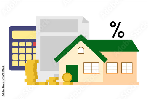 Real estate tax. Vector simple color flat illustration.