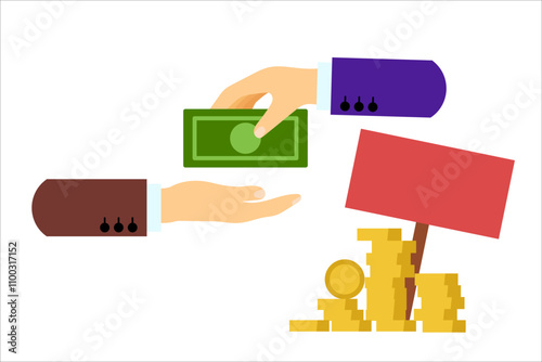 Free paid. Vector simple color flat illustration. 