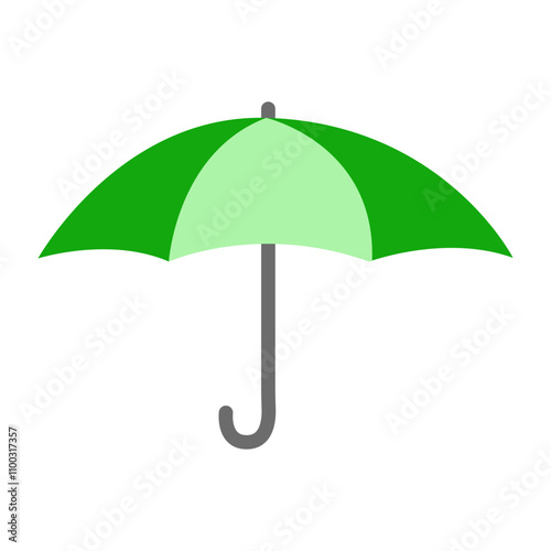Green umbrella. Vector simple color flat illustration.