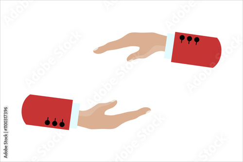 Hands, hands keep, embrace. Vector simple color flat illustration.