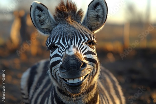 Close-up of a zebra in a lush field. Exotic wildlife and nature concept. Ideal banner for travel and adventure visuals. photo