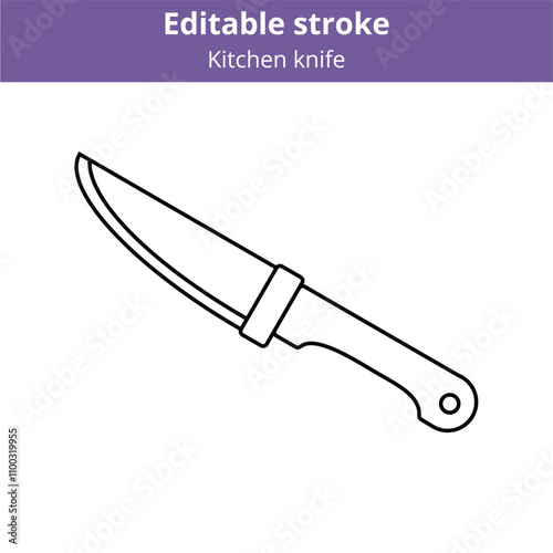 Kitchen knife line icon. Kitchen utensil for cooking outline symbol with editable stroke. Kitchenware for cutting, chef knife isolated symbol