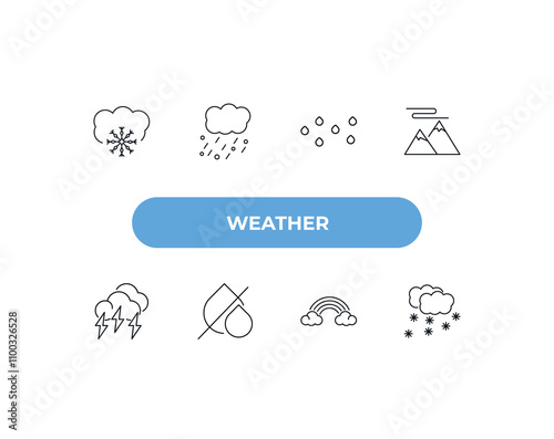 fully editable outline icon collection from weather concept. thin line icons set such as snow cloud, hail, raindrops, rainbow, snowing,