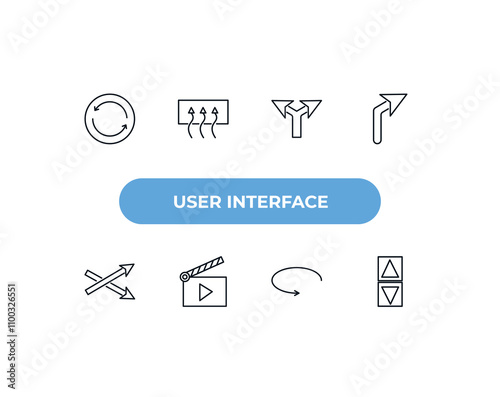 fully editable outline icon collection from user interface concept. thin line icons set such as continuous, rear window defrost, bifurcation, rotating arrows, elevator arrows,