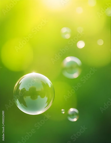 water drops on green background