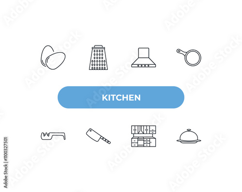 fully editable outline icon collection from kitchen concept. thin line icons set such as eggs, grater, extractor hood, kitchen, platter,