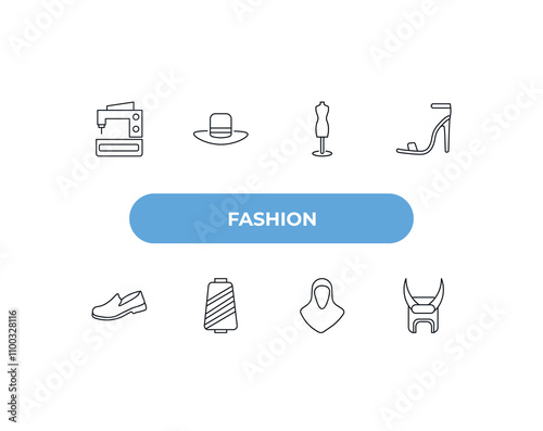 fully editable outline icon collection from fashion concept. thin line icons set such as electrical appliances, cylinder hat, dressmaker, coif, samurai helmet,