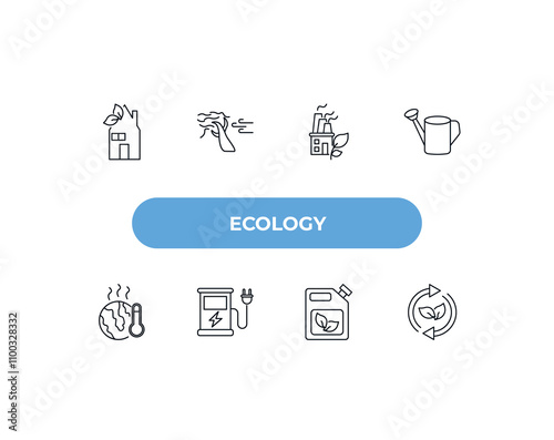 fully editable outline icon collection from ecology concept. thin line icons set such as eco house, wind bending tree, eco industry, bio fuel, bio energy,