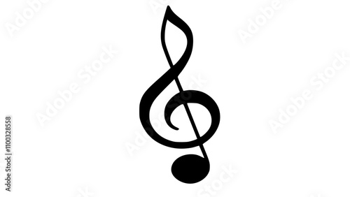 A black and white musical note with a stem