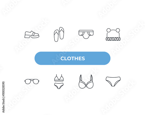 fully editable outline icon collection from clothes concept. thin line icons set such as loafer, sandals, boxers, brassiere, panties,