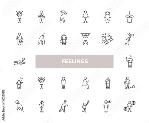 fully editable outline icon collection from feelings concept. thin line icons set such as annoyed human, special human, terrible human, helpless chill