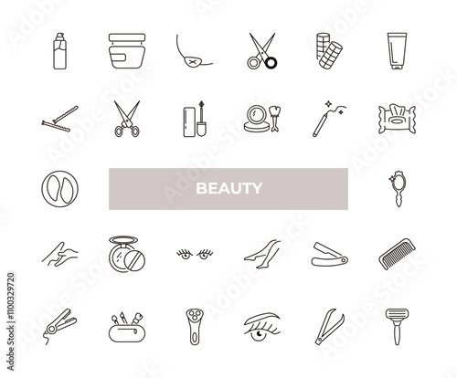 fully editable outline icon collection from beauty concept. thin line icons set such as aplicator bottle, men cream, bobby pins, tweezers, razor,