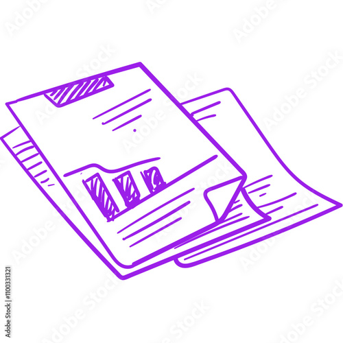 Documents color icon single line vector