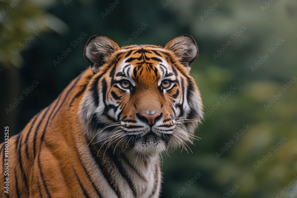 Fototapeta premium A tiger is staring at the camera with its mouth open