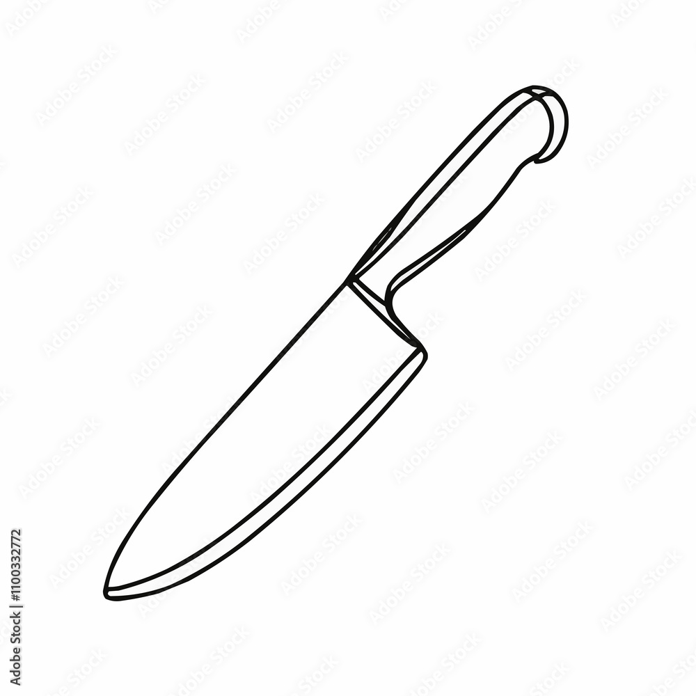 Obraz premium Minimalist Line Drawing of a Chef’s Knife