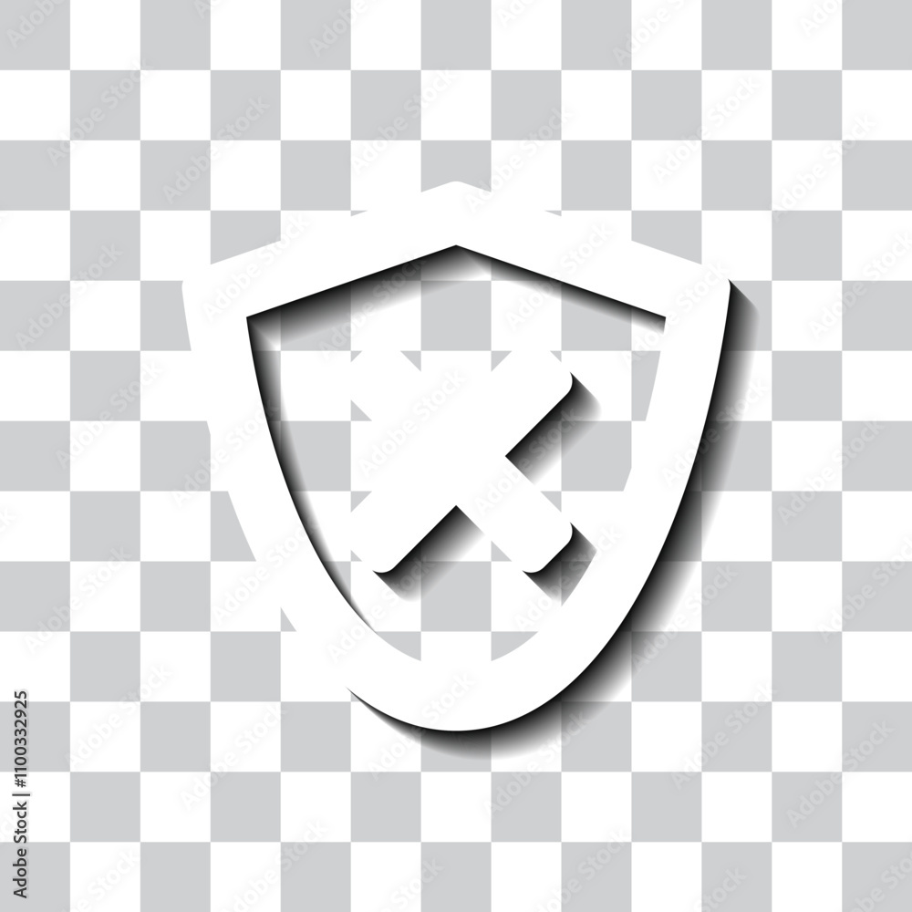 Obraz premium Security simple icon vector. Flat design. White with shadow on transparent grid
