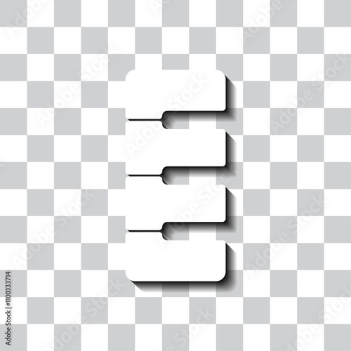 Piano musical simple icon. Flat design. White with shadow on transparent grid