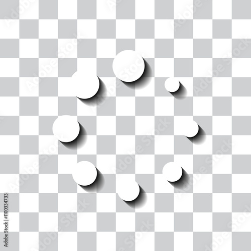 Loading vector simple icon. Flat design. White with shadow on transparent grid