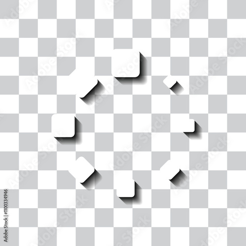 Loading simple icon, vector. Flat design. White with shadow on transparent grid