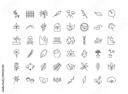 fully editable outline icon collection from nature concept. thin line icons set such as cypress leaf, fences, palmatelly, natural energy, reniform,