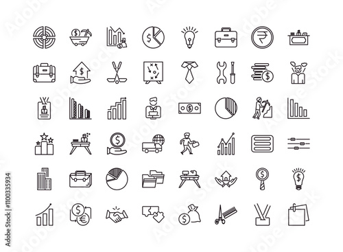 fully editable outline icon collection from business concept. thin line icons set such as target, proof of work, employee going to work, lanyard, post it,