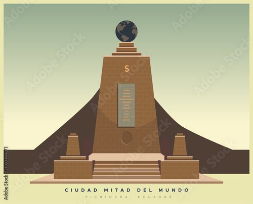 The Ciudad Mitad del Mundo (Middle of the World City) - Equador - Stock Illustration