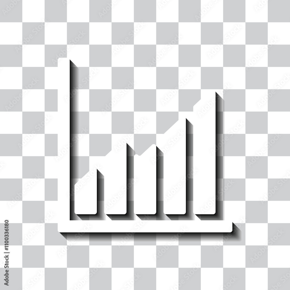 Fototapeta premium Graph, diagram simple icon. Flat design. White with shadow on transparent grid