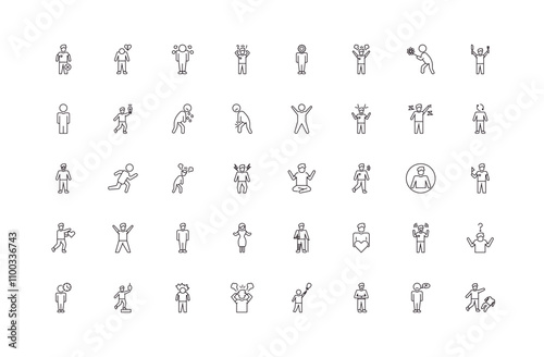 fully editable outline icon collection from feelings concept. thin line icons set such as terrible human, lonely human, refreshed human, helpless bad