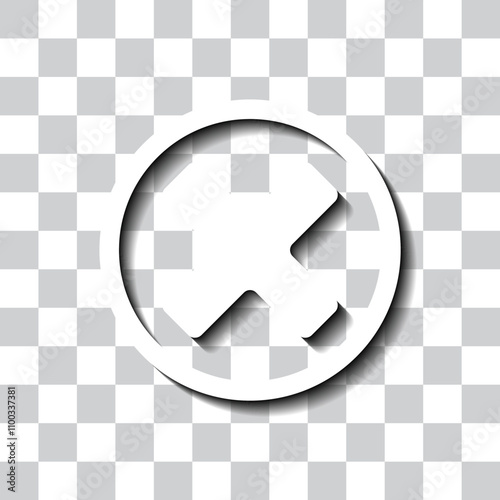 Delete, cross simple icon. Flat design. White with shadow on transparent grid
