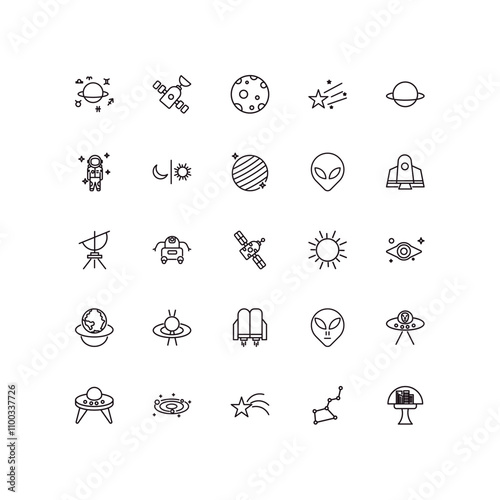 fully editable outline icon collection from astronomy concept. thin line icons set such as astrology, inclined satellite, dioptra, ursa major, space colony,