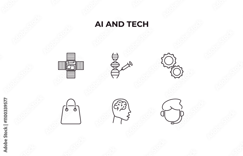 fully editable outline icon collection from ai and tech concept. thin line icons set such as nano sensor, genetic modification, hine, brain, personal assistant, fully editable outline icon collection from ai and tech concept. thin line icons set such as nano sensor, genetic modification, hine, brain, personal assistant,