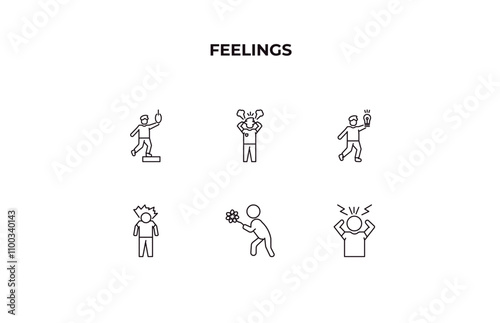 fully editable outline icon collection from feelings concept. thin line icons set such as hopeless human, annoyed human, inspired human, sorry stressed