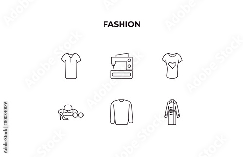 fully editable outline icon collection from fashion concept. thin line icons set such as tunic, electrical appliances, t shirt with heart, sweater with pocket, coat with pockets,