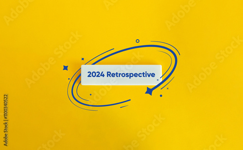 2024 Retrospective. Text on Block Letter Tile on Yellow Background. Minimal Aesthetic.