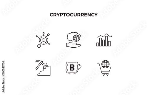 fully editable outline icon collection from cryptocurrency concept. thin line icons set such as decentralized, fintech industry, fluctuation, proof of stake, e-business,