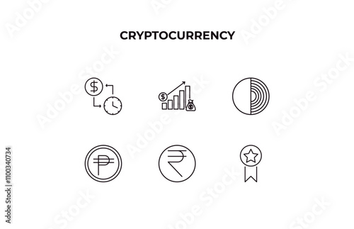 fully editable outline icon collection from cryptocurrency concept. thin line icons set such as proof of capacity, budget diagram, tor, rupee, best seller,