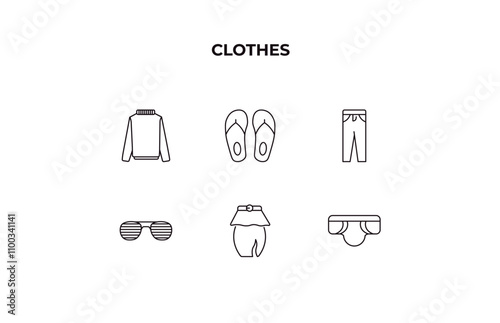 fully editable outline icon collection from clothes concept. thin line icons set such as turtleneck, sleepers, slim fit pants, peplum skirt, boxers,