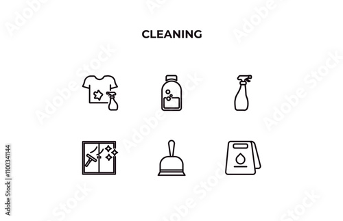fully editable outline icon collection from cleaning concept. thin line icons set such as stain remover, acid, cleaning spray, dustpan cleanin, wet floor,